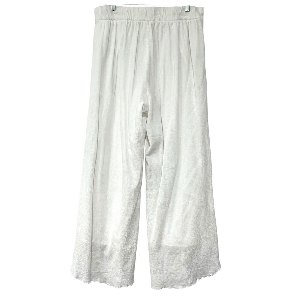 Soft Surroundings Siesta Keys Gauze Crepe Pants White Cotton Wide Leg Size L - Picture 4 of 11